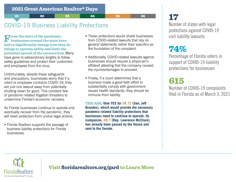 Covid-19 Business Liability Protections - 2021 Great American Realtor Days