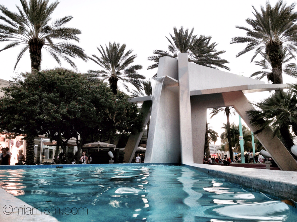 One of the Morris Lapidus Follies on Lincoln Road in Miami Beach, an iconic sculptural feature that defines the pedestrian promenade.
