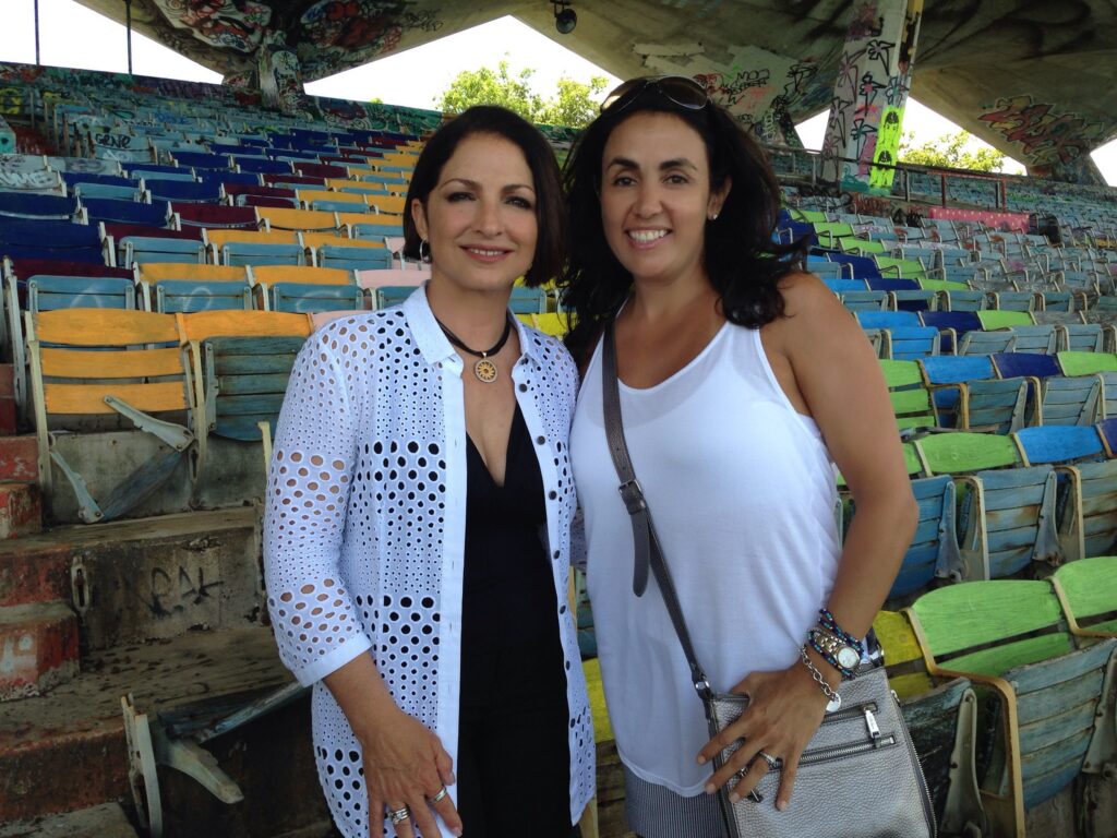 Ines Hegedus-Garcia with Gloria Estefan at the Miami Marine Stadium in 2014